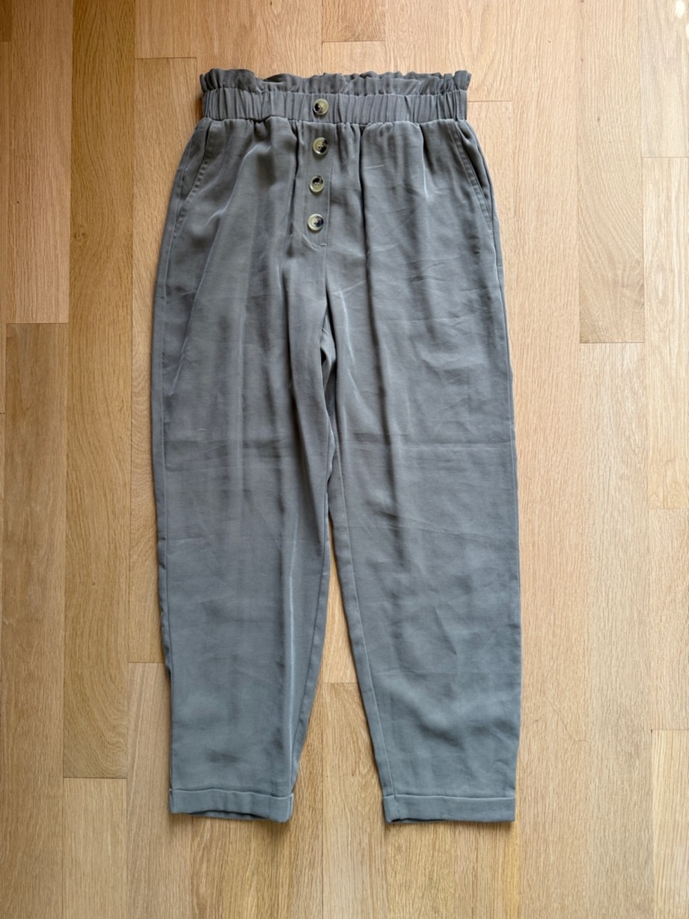 Zara Gray Paperbag Waist Tapered Trousers